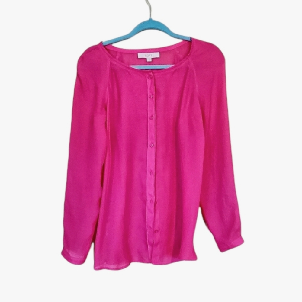LOFT hot pink flowy blouse.